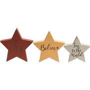 Reversible Christmas Words Chunky Star Sitters (Set of 3)
