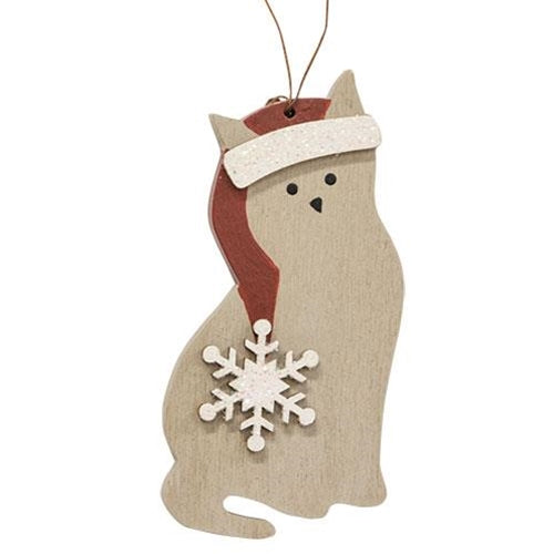 Snowflake Cat Wooden Ornament