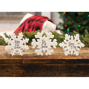 Reversible Stay Cozy Chunky Glitter Snowflake Sitters (Set of 3)