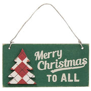 Plaid Christmas Tree Word Ornaments (Set of 3)