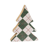 Distressed Wooden Plaid Christmas Trees (Set of 2)