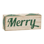 Plaid Merry Christmas Wooden Blocks (Set of 2)