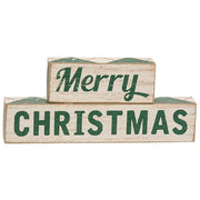 Plaid Merry Christmas Wooden Blocks (Set of 2)