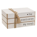 He Restores My Soul Wooden Book Stack