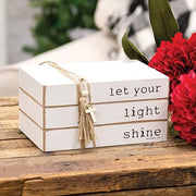 Let Your Light Shine Wooden Book Stack