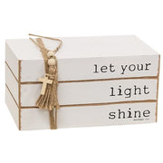 Let Your Light Shine Wooden Book Stack