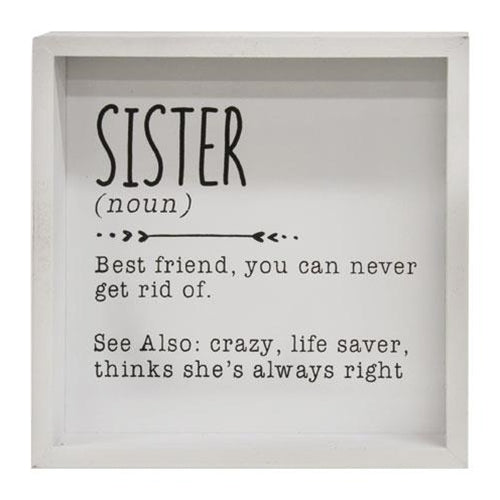 Sister Definition Framed Box Sign