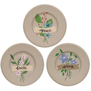 Faith Pray Grace Flower Plate (3 Count Assortment)