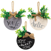 You & Me Round Sign Ornament with Greenery (3 Count Assortment)