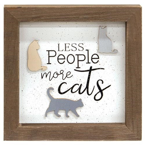 Less People More Cats Shadowbox Frame
