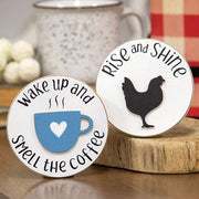 Rise and Shine Mini Round Easel Sign  (2 Count Assortment)