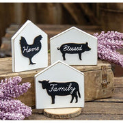 Farm Animal Silhouettes House Blocks (Set of 3)