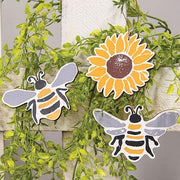 Bees & Sunflower Wooden Ornaments (Set of 3)