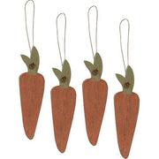 Primitive Wooden Carrot Ornaments (Set of 5)