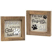 Cat Mom Rustic Framed Sign  (2 Count Assortment)