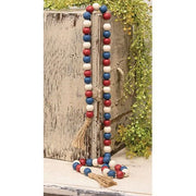 Red - White and Blue Bead Garland with Tassels
