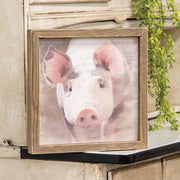 Pig Portrait Framed Print - Wood Frame