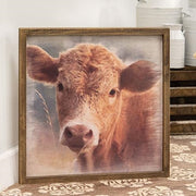 Cow Portrait Framed Print - Wood Frame