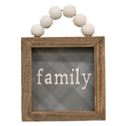 Love or Family Beaded Plaid Mini Frame  (2 Count Assortment)