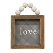 Love or Family Beaded Plaid Mini Frame  (2 Count Assortment)