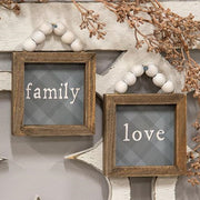 Love or Family Beaded Plaid Mini Frame  (2 Count Assortment)