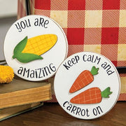 Keep Calm and Carrot On Mini Round Easel Sign  (2 Count Assortment)