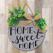 Home Sweet Home Round Sign with Greenery