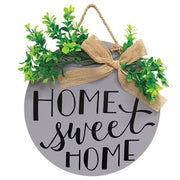 Home Sweet Home Round Sign with Greenery