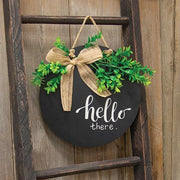 Hello There Round Sign with Greenery