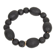 Black Distressed Wood Oval Bead Candle Ring