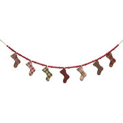 Wooden Plaid Stockings & Beads Garland