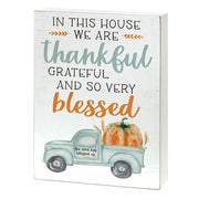 In This House We Are Thankful Pumpkin Truck Box Sign