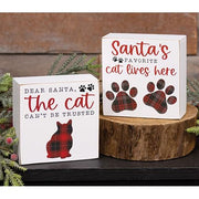 Santa's Favorite Cat Box Sign  (2 Count Assortment)