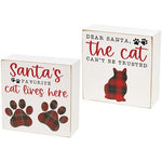 Santa's Favorite Cat Box Sign  (2 Count Assortment)