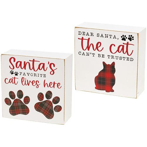 Santa's Favorite Cat Box Sign  (2 Count Assortment)