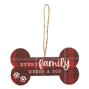 We Woof You A Merry Christmas Plaid Dog Bone Ornament  (4 Count Assortment)