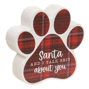 Dear Santa Plaid Pawprint Sitter  (4 Count Assortment)