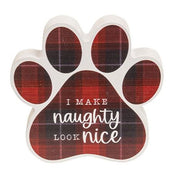 Dear Santa Plaid Pawprint Sitter  (4 Count Assortment)