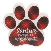 Dear Santa Plaid Pawprint Sitter  (4 Count Assortment)