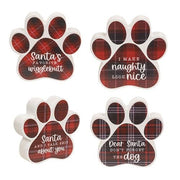 Dear Santa Plaid Pawprint Sitter  (4 Count Assortment)