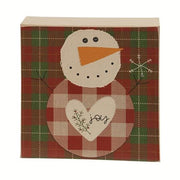 Believe Or Joy Plaid Snowman Box Sign  (2 Count Assortment)