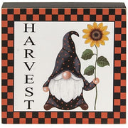 Fall Gnome Checkered Box Sign  (3 Count Assortment)