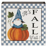 Fall Gnome Checkered Box Sign  (3 Count Assortment)