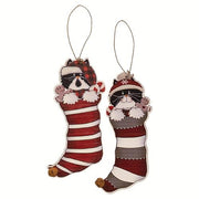 Kitty Jingle Bell Stocking Ornament  (2 Count Assortment)
