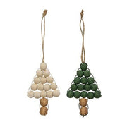 Wooden Beaded Christmas Tree Ornament  (2 Count Assortment)