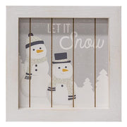 Let It Snow Framed Shiplap Snowman Sign