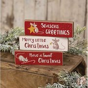 Merry Little Christmas Mouse Skinny Block  (3 Count Assortment)