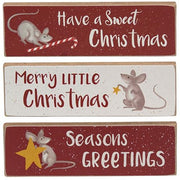 Merry Little Christmas Mouse Skinny Block  (3 Count Assortment)