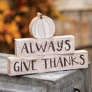 Always Give Thanks Pumpkin Blocks (Set of 3)