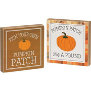 Pick Your Own Pumpkin Patch Square Block  (2 Count Assortment)